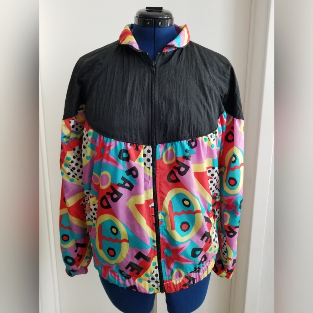 Vntg 80s Akita Wear Colorful Vibrant Windbreaker